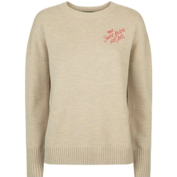 Maje | embroidered knit sweater 100% wool st andre des arts - Picture 1 of 8